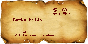 Berke Milán névjegykártya